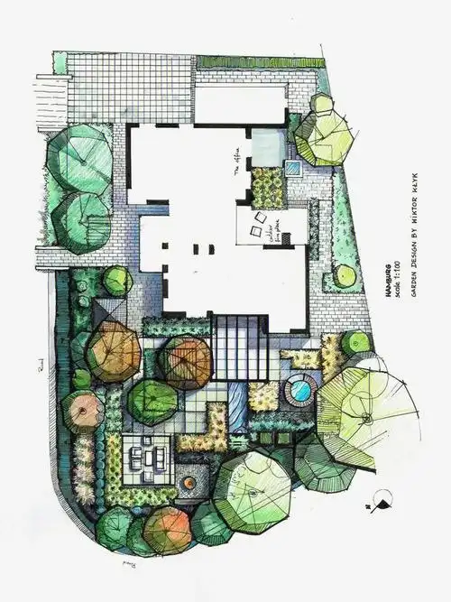 景观庭院平面图手绘表现