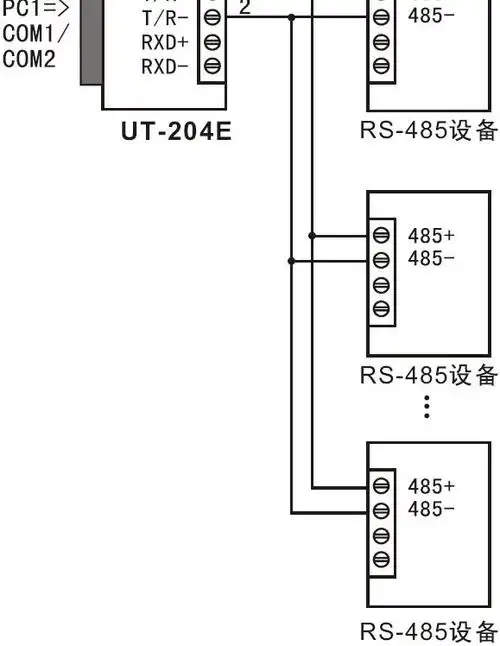 转换器转接器db9 2,点到多点/两线半双工 转换器作为半双工接线时