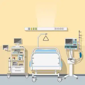 医院病房和女性的护士佃户租种的土地墙板越过医