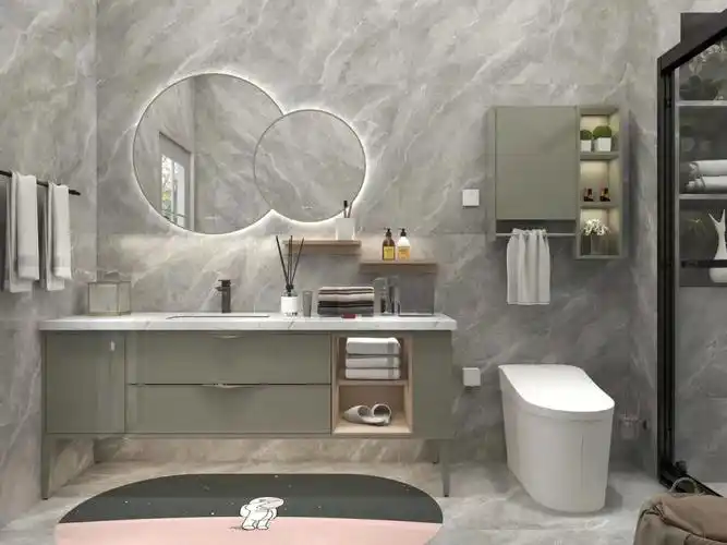 浴室柜定制厂家设计效果图与实物安装图