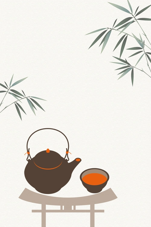 矢量古风扁平化手绘茶艺背景 (1)