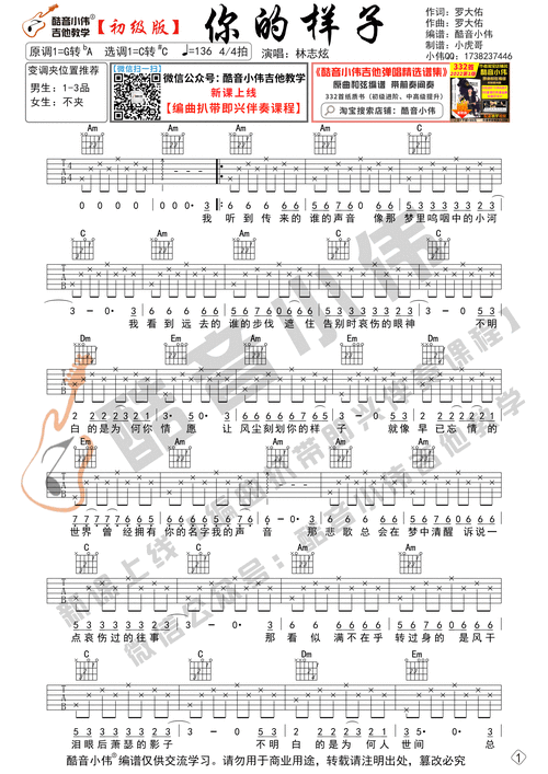 你的样子吉他谱_林志炫_c调简单版弹唱吉他谱