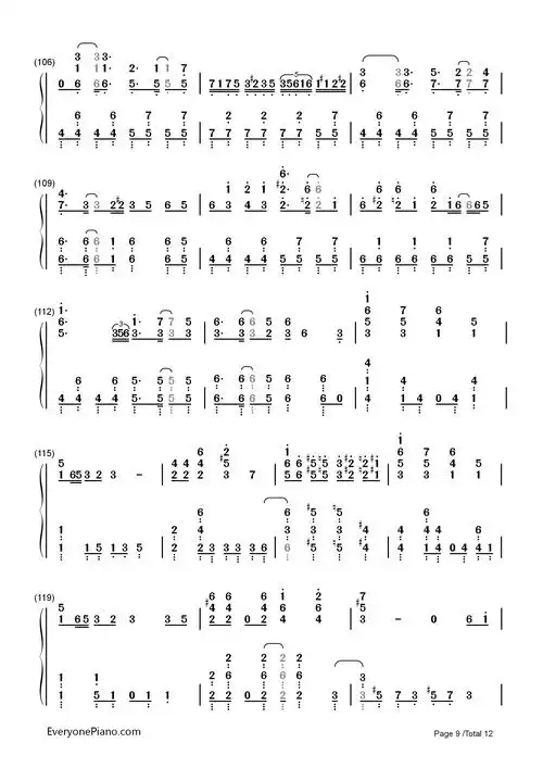 千本樱-触手猴版本-带力度版双手简谱预览9-钢琴谱文件(五线谱,双手