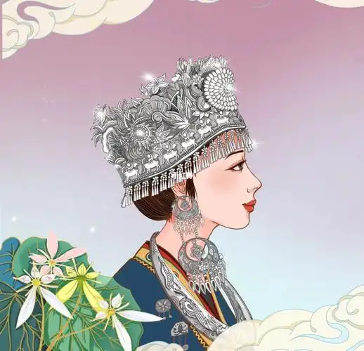 procreate打卡练习一个苗族少女插画