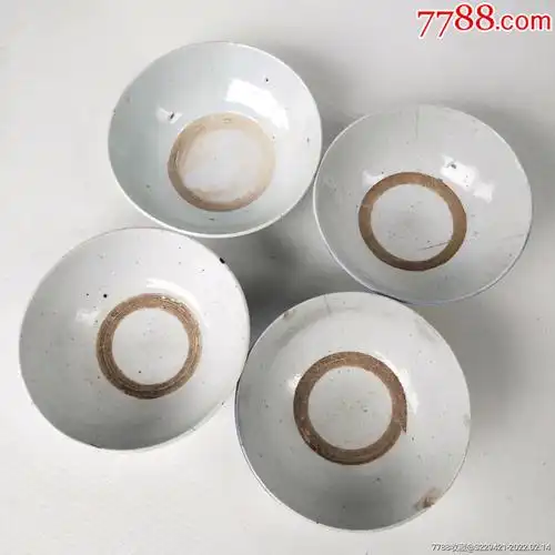 建国初人物山水青花瓷碗