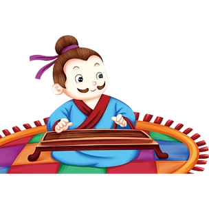 古风弹琴男子装饰元素