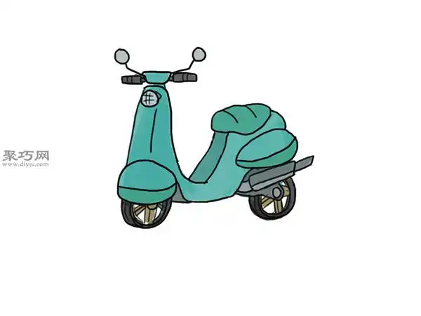 画踏板摩托车的步骤一起学如何画摩托车