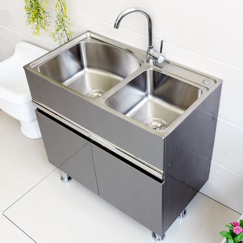 304不锈钢洗衣机柜_洗衣机柜洗衣台洗衣柜洗衣池带搓板304不锈钢水槽