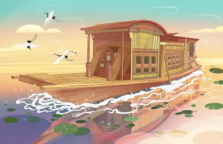 浙江嘉兴南湖红船 红色文化插画设计