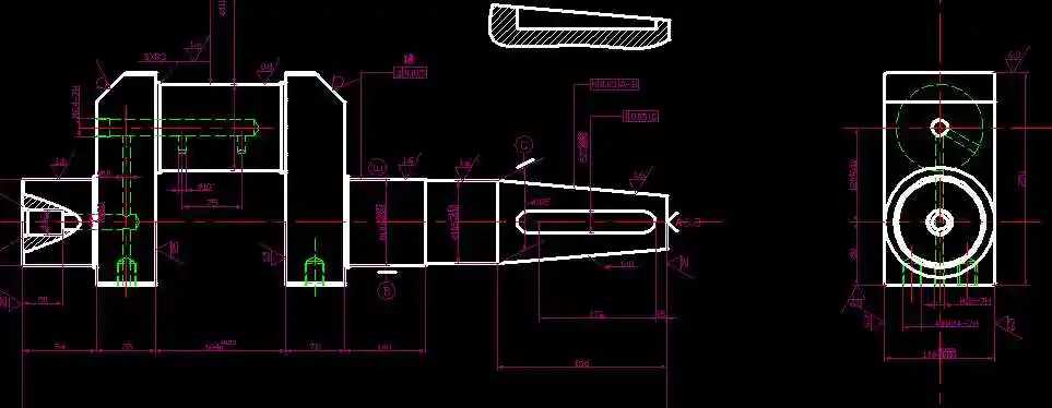 单拐曲轴零件图a1 cad图纸
