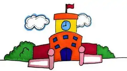 校园简笔画 校园简笔画小学教学楼