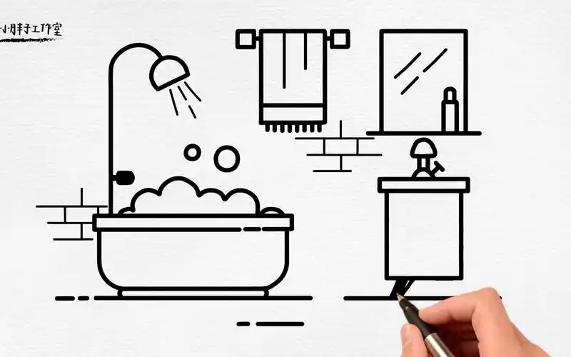 简笔插画 浴室一角(146)