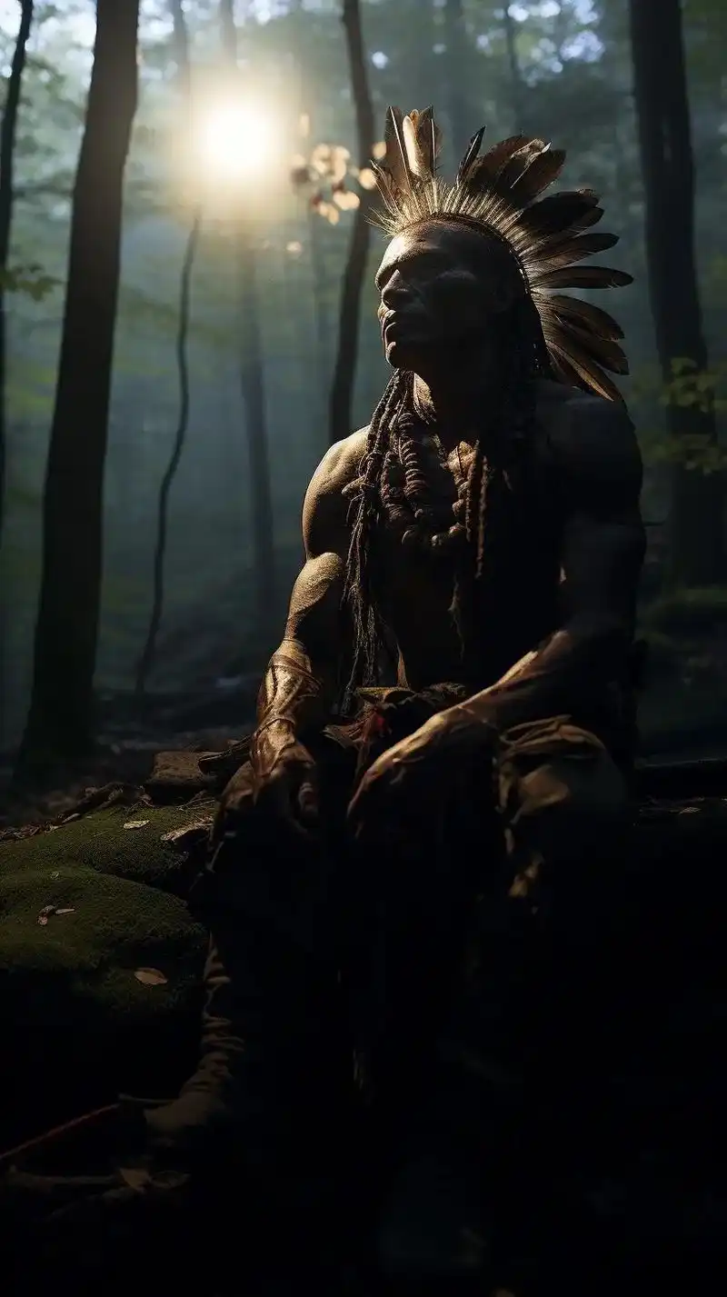 最后的莫西干人.#midjourney #ai绘画 #神明 - 抖音