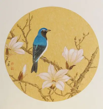 赵一平《玉兰图》小品金卡当代学院派工笔花鸟名家