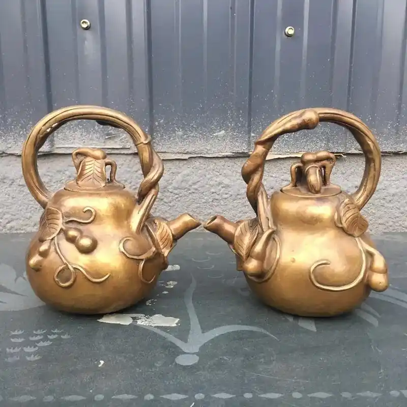 大明宣德年制福寿葫芦铜壶一对保存完好全品能使用