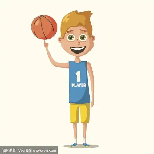小篮球运动员.卡通矢量图