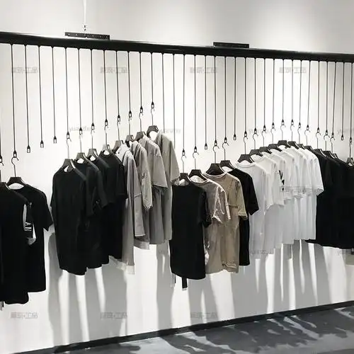 简约上墙货架展示架男女服装店吊顶悬挂衣服架吊挂衣服铁艺挂衣架