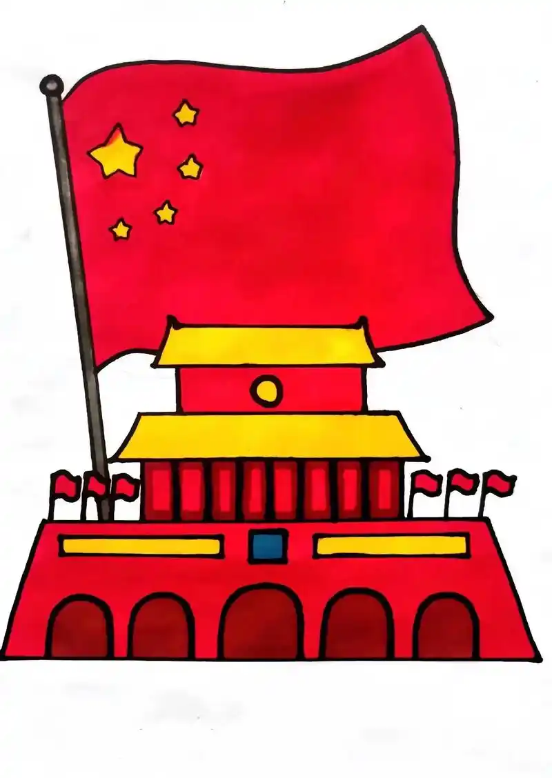 天安门国旗简笔画