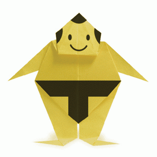 手工折纸会打架的相扑小人