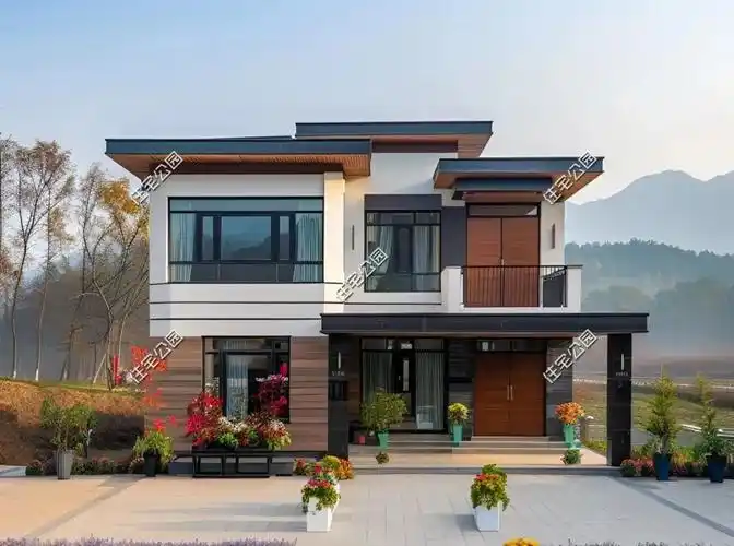 98户型十而我们的户型图库里,也为大家找到了两套现代中式别墅.