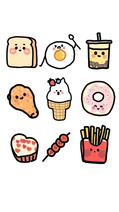 可爱呆萌的美食简笔画大家一起学起来吧超全彩色简笔画蔬菜食物图案简