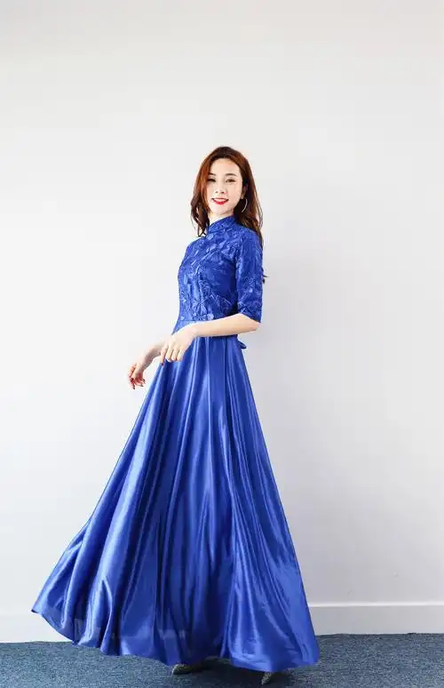 大合唱演出服女长裙夏秋日舞台合唱团指挥诗朗诵服装长款礼服学生