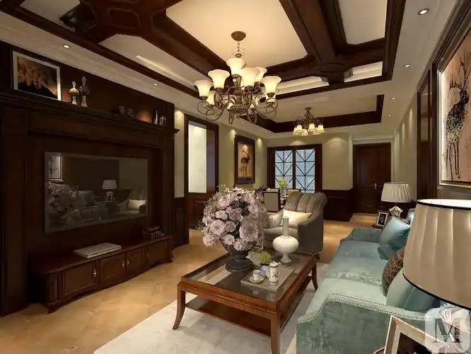 这是一套纯美式风格装修,业主留洋归来比较喜欢这个美式效果,设计师