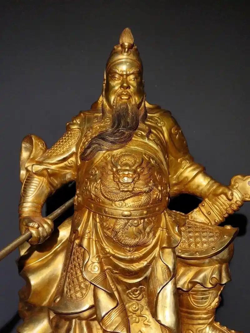 铜鎏金佛像  忠义千秋关二爷武财神关公一尊  恭请供奉佛像摆件 高63