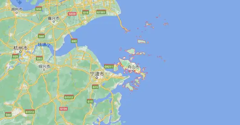 舟山地理位置 / google