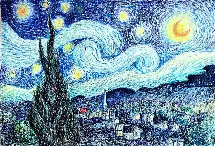 星空油粉画梵高