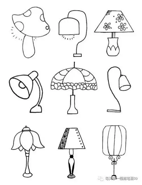 每天学一幅简笔画-台灯简笔画步骤图解及图片大全