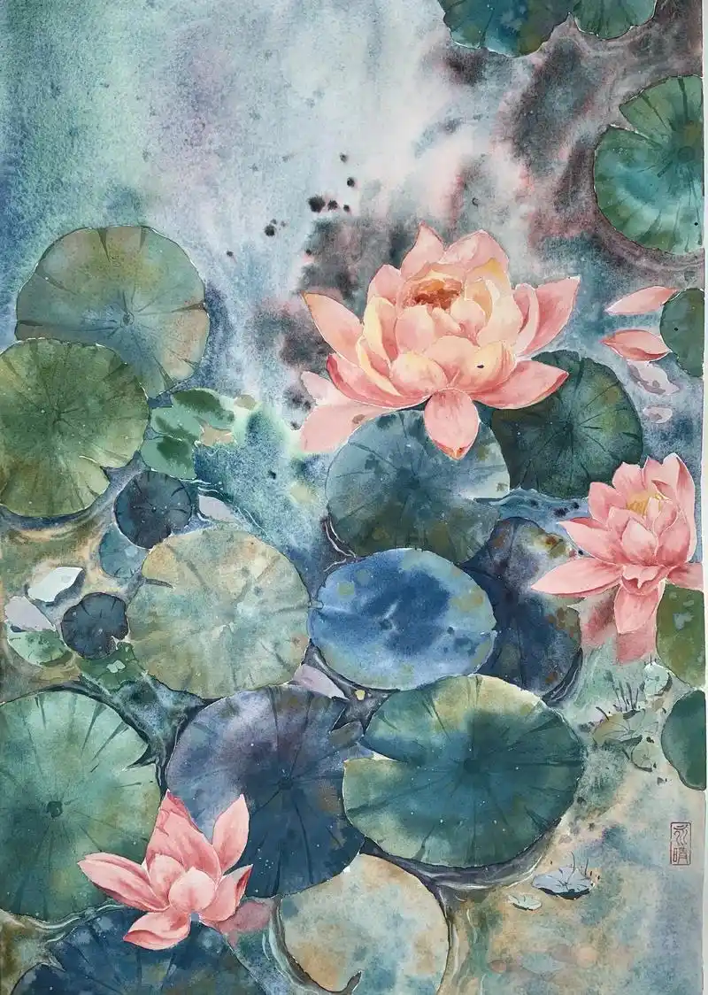 睡莲#原创作品 #水彩 #唯美意境 #水彩花卉  - 抖音