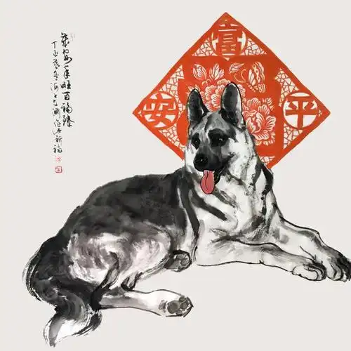 2018狗年,名犬水墨画,惟妙惟肖,生动传神