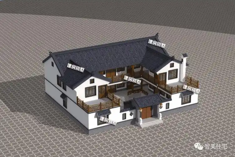 两层复古风设计的中式别墅,适合老家大宅基地,看过后难忘记