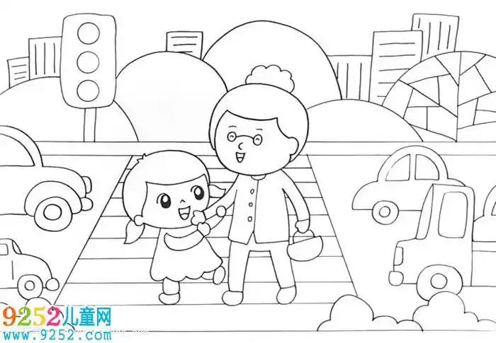 二年级扶老人过马路手抄报二年级手抄报