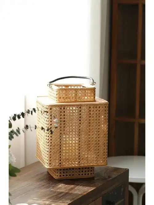 藤编手工编织风灯花园庭院装饰摆件