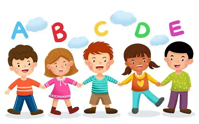 幼儿园可爱小孩手拉手人物素材原创插画海报幼儿园儿童幼儿园卡通小孩