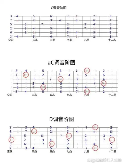 吉他12个调的指板音阶图 新手建议收藏✅