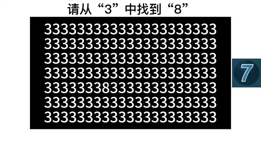 眼力测试,五道题,快速找出那个不同的数字或字母,你能全找到吗?