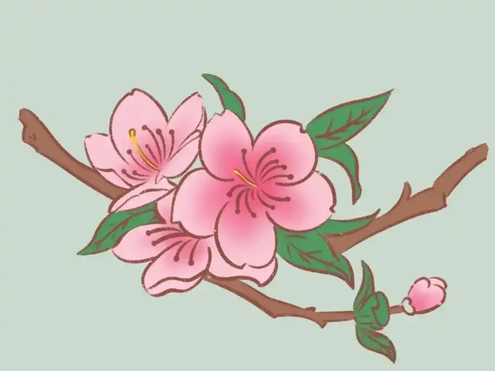 可爱简笔画【含教程】 春天来了,桃花开了 #简笔画教程 - 抖音