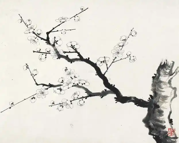 0269墨梅镜框水墨纸本