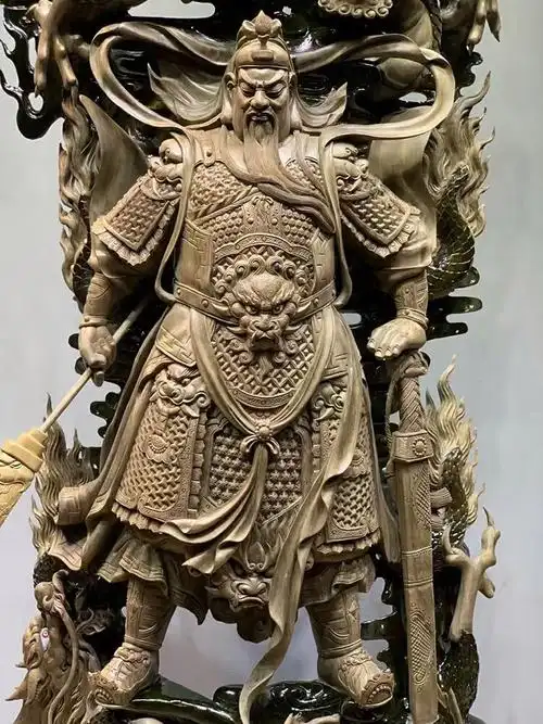 关公根雕大型 太行崖柏根雕摆件大型关公二爷财神木雕家居弥勒佛人物