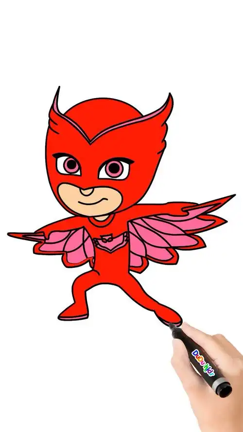 英雄#怎样画艾玛亚猫头鹰女简笔画睡衣英雄绘画动画片手绘教程-度小视