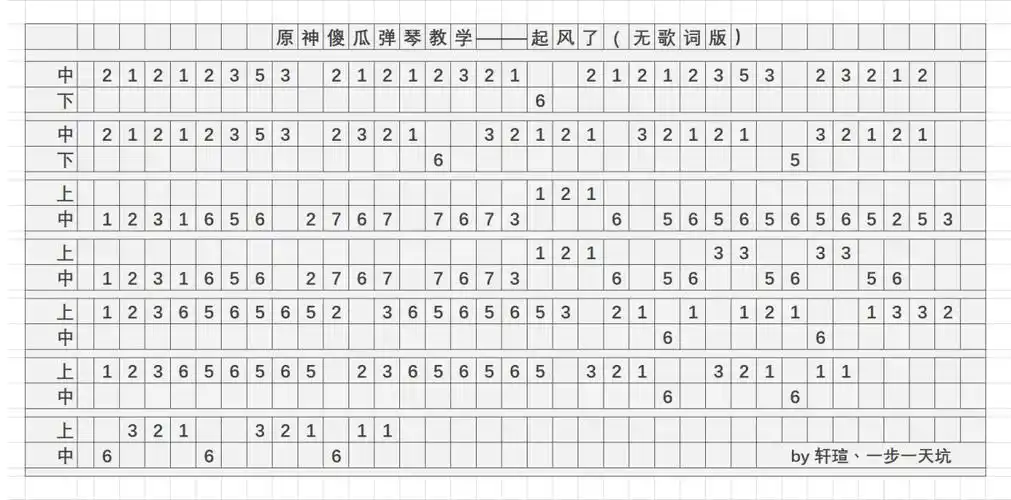 原神起风了琴谱