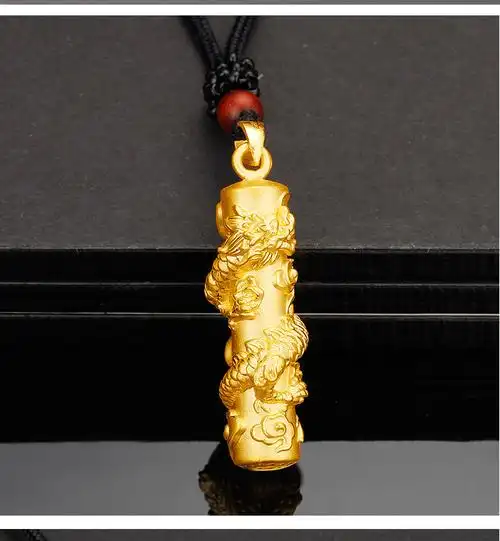 黄金龙柱吊坠男生肖龙3d硬足金999龙柱头属龙挂坠纯金项链女a款重约23