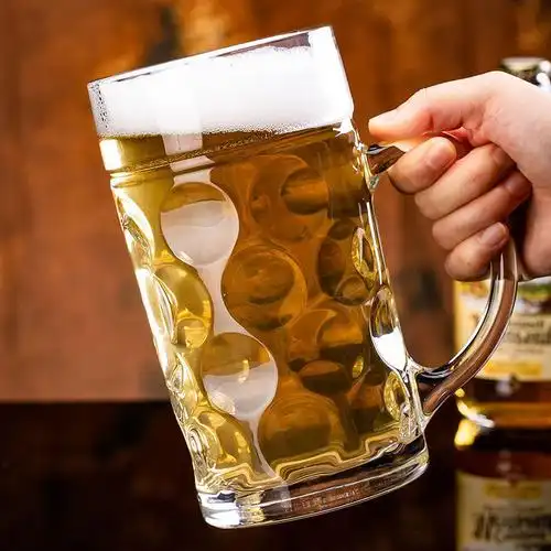 扎啤杯特大啤酒杯餐饮防烫玻璃杯子家用泡茶杯饮料果汁耐热独立站
