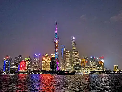 虹口看陆家嘴黄浦江全景夜景