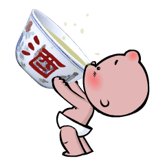 可爱萌娃小孩萌萌哒肚兜娃娃喝酒gif动图_动态图_表情包下载_soogif