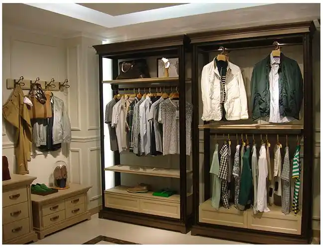 服装店装修厂家直销 复古简约服装衣服展示架 靠墙精品展示柜组合