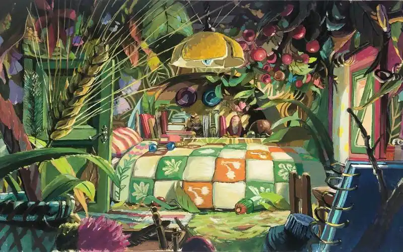 场景还原不透明水彩借东西小人阿莉埃蒂房间